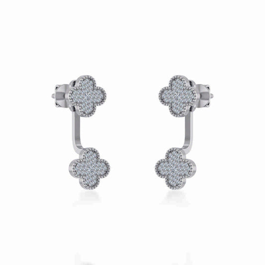 10K White Gold Womens Round Diamond Cluster Top Open Earrings 1/5 Cttw