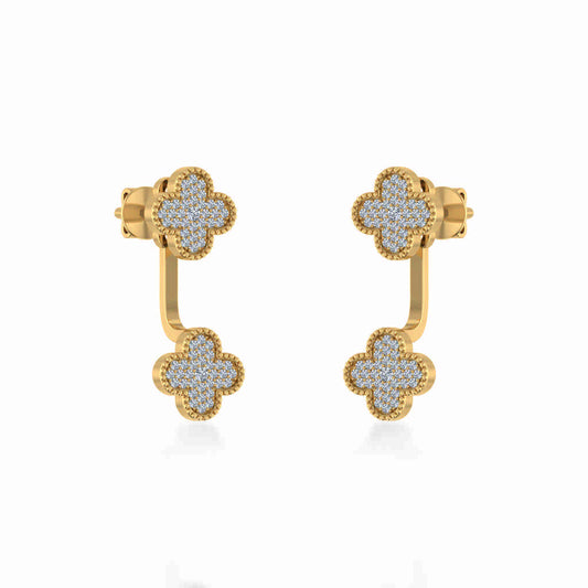 10K Yellow Gold Womens Round Diamond Cluster Top Open Earrings 1/5 Cttw