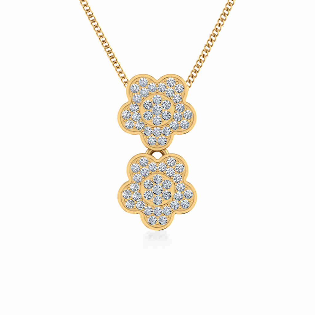 10K Yellow Gold Womens Round Diamond Floral Cluster Top Open Pendant 1/5 Cttw