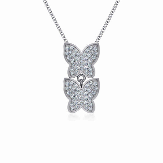 10K White Gold Womens Round Diamond Butterfly Cluster Top Open Pendant 1/4 Cttw