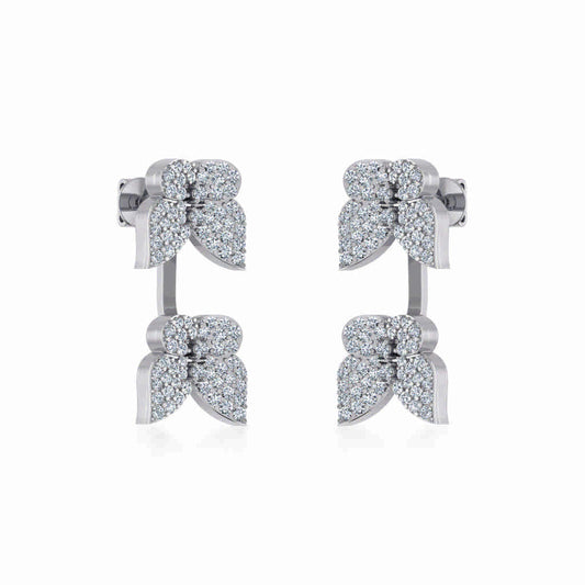 10K White Gold Womens Round Diamond Butterfly Cluster Top Open EarRing 1/4 Cttw