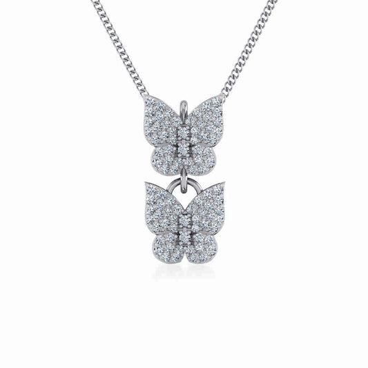 10K White Gold Womens Round Diamond Butterfly Cluster Top Open Pendant 1/4 Cttw