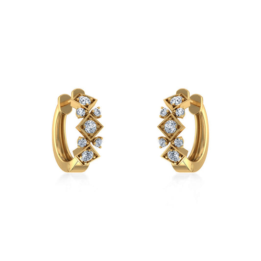 10K Yellow Gold Womens Round Diamond Small Huggies Earrings 5/8 Cttw