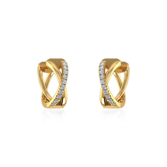 10K Yellow Gold Womens Round Diamond Small Huggies Earrings 1/2 Cttw