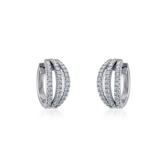 10K White Gold Womens Round Diamond Small Huggies Earrings 3/4 Cttw