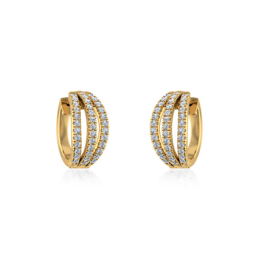 10K Yellow Gold Womens Round Diamond Small Huggies Earrings 3/4 Cttw