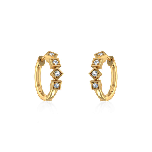 10K Yellow Gold Womens Round Diamond Small Huggies Earrings 1/5 Cttw