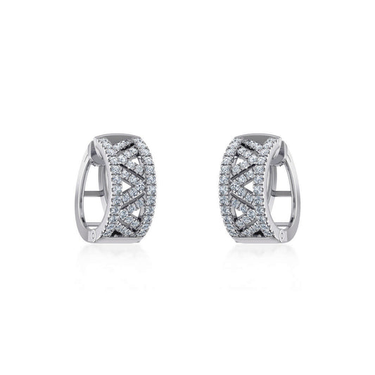 10K White Gold Womens Round Diamond Small Huggies Earrings 7/8 Cttw