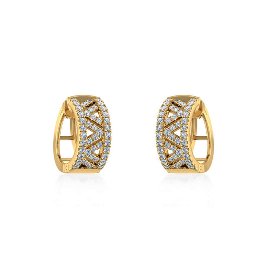 10K Yellow Gold Womens Round Diamond Small Huggies Earrings 7/8 Cttw