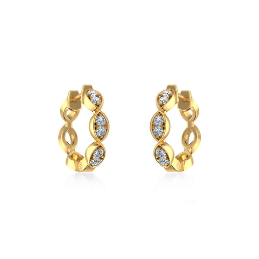 10K Yellow Gold Womens Round Diamond Small Huggies Earrings 1/3 Cttw