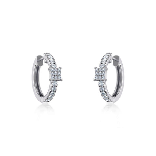 10K White Gold Womens Round Diamond Small Huggies Earrings 5/8 Cttw