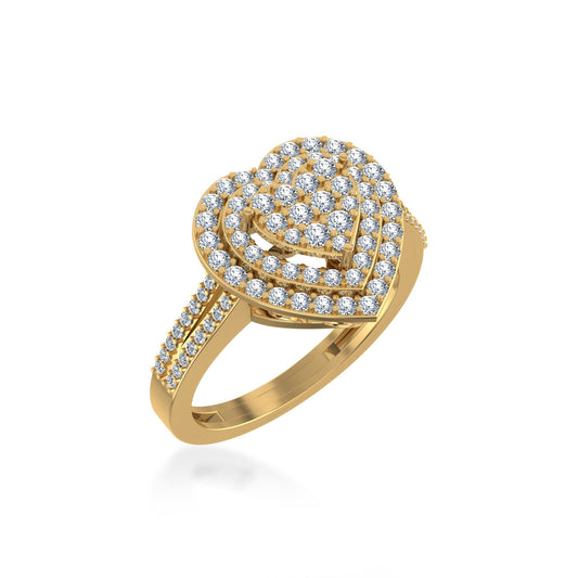 10K Yellow Gold Round Diamond  Designer Sz 7 Head Ladies Ring 1-1/2 Cttw