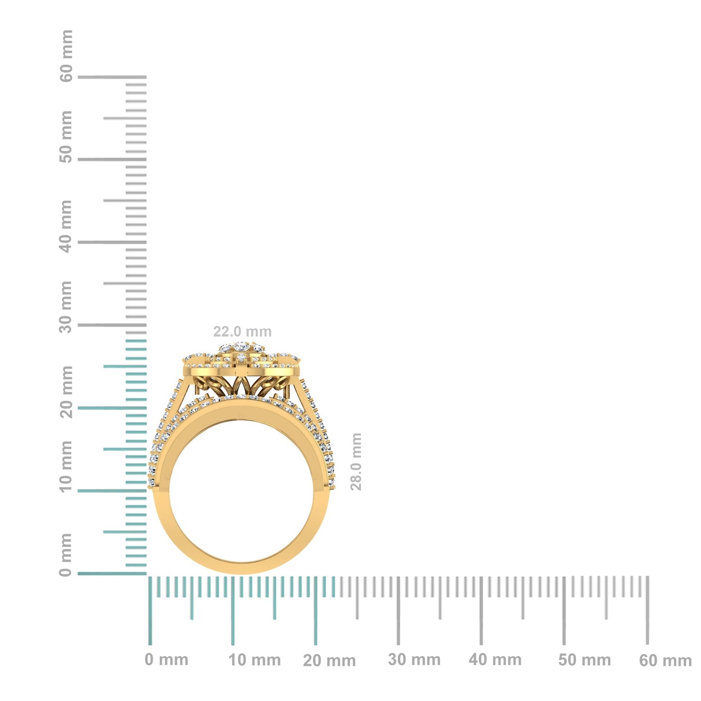 10K Yellow Gold Round Diamond Oval Shape Sz 7 Head Ladies Ring 2 Cttw