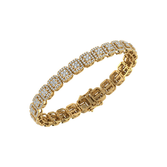 10K Yellow Gold Round Diamond Womens Designer 8" Bracelet 4-3/8 Cttw