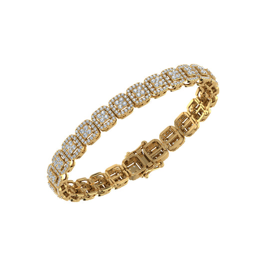 10K Yellow Gold Round Diamond Womens Designer 8" Bracelet 4-3/8 Cttw