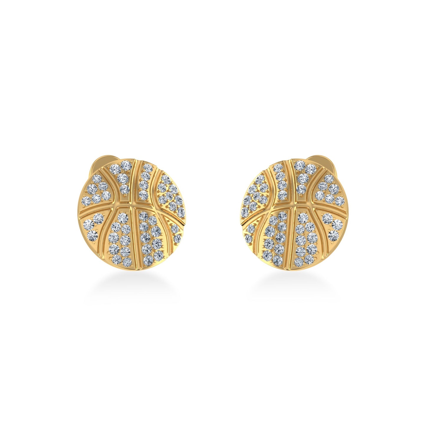 10K Yellow Gold Round Baguette Diamond Designer Stud Earrings 1/4 Cttw 1/4 Cttw