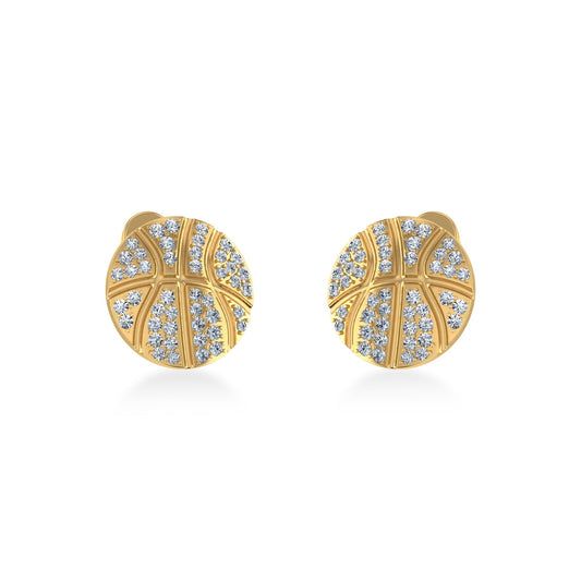 10K Yellow Gold Round Baguette Diamond Designer Stud Earrings 1/4 Cttw 1/4 Cttw
