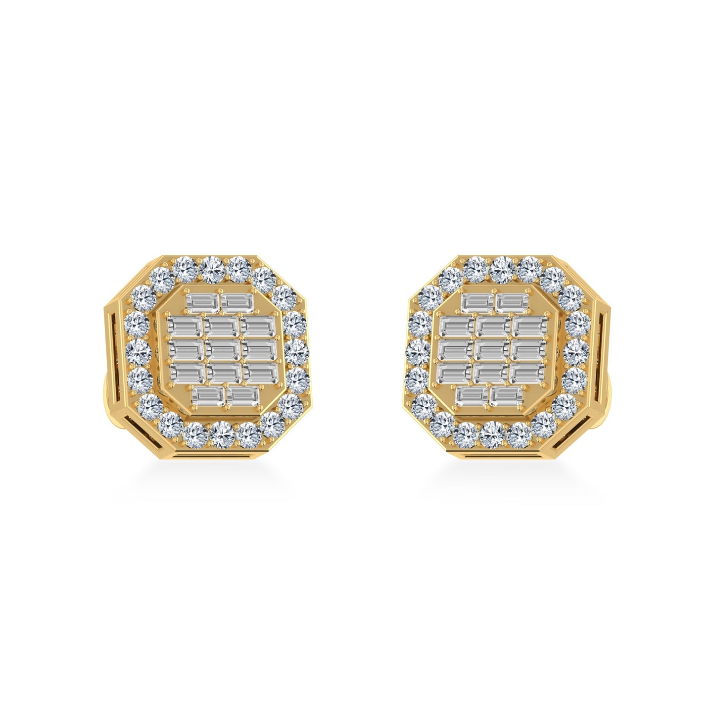 10K Yellow Gold Diamond Designer Stud Earring 1/2 Cttw