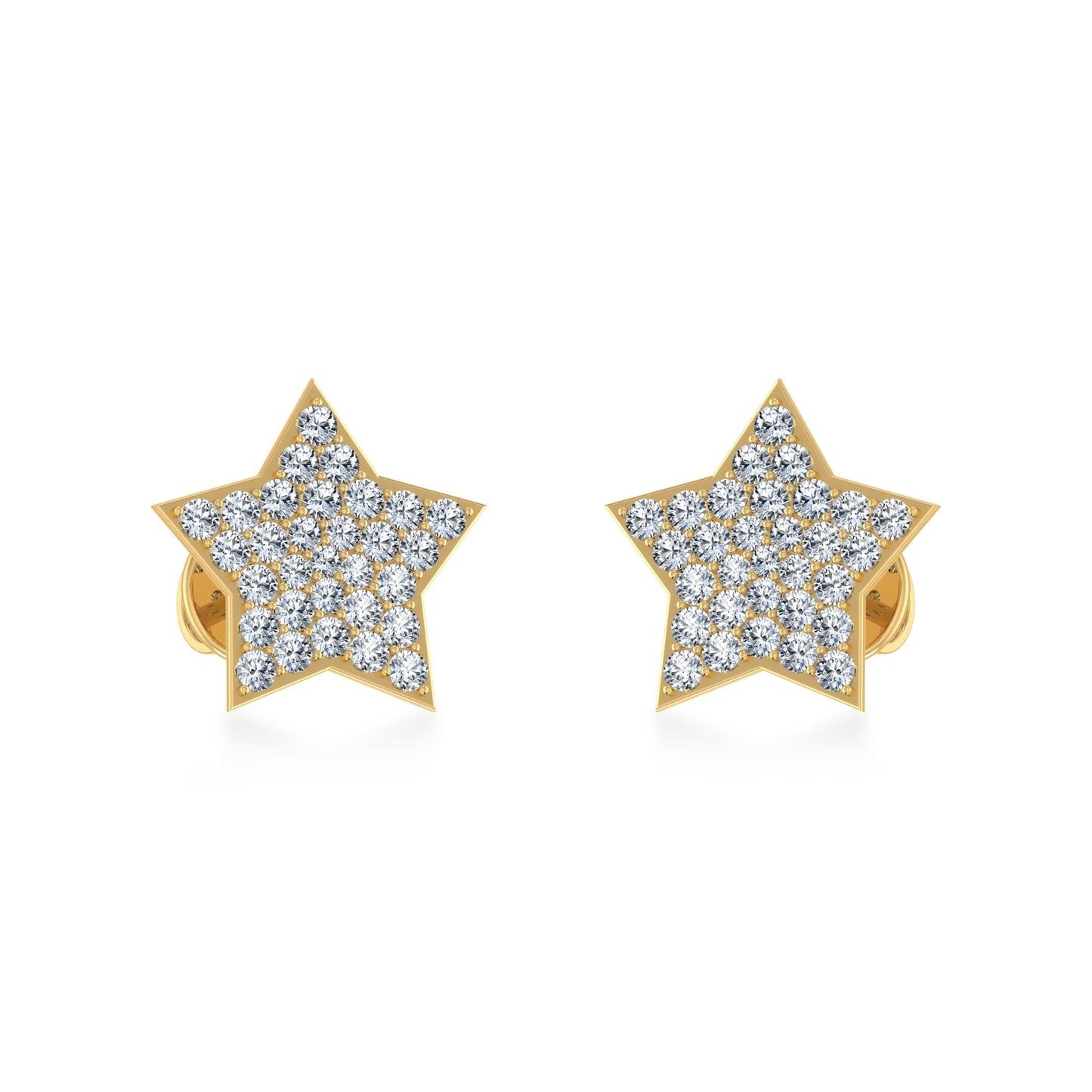 10K Yellow Gold Round Diamond Star Stud Earrings 1/4 Cttw