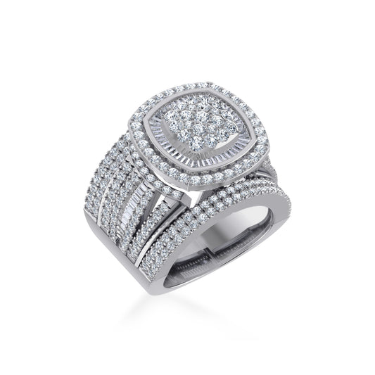 10K White Gold Round Diamond Womens Designer Bridal Ring 3 Cttw