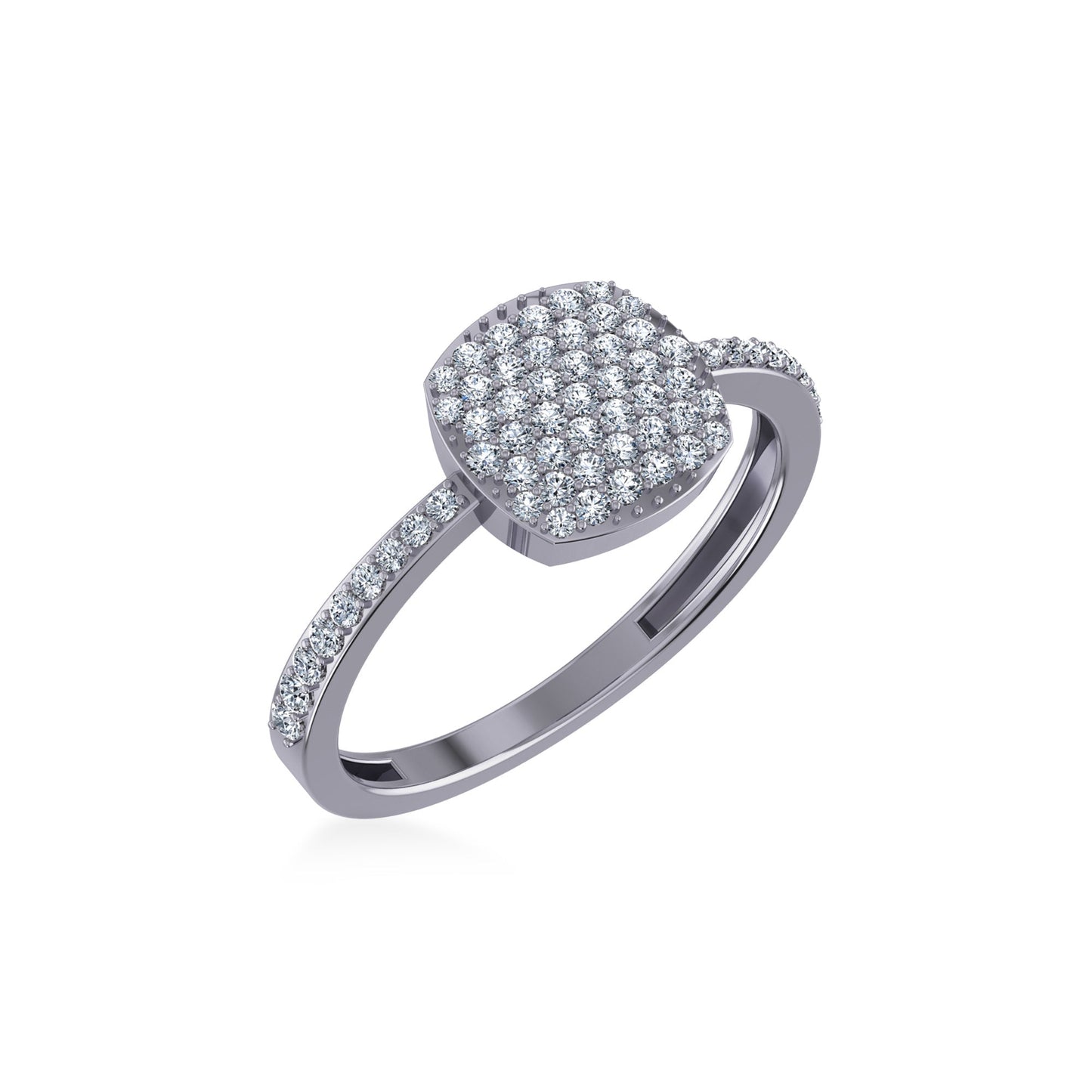14K White Gold Round Diamond Womens Square Shape Sz 7 Designer Ring 3/8 Cttw
