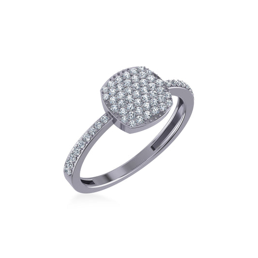 14K White Gold Round Diamond Womens Square Shape Sz 7 Designer Ring 3/8 Cttw