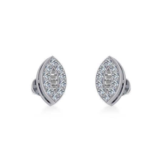 14K White Gold Baguette Diamond Marquise Shape Stud Earring 1/4 Cttw