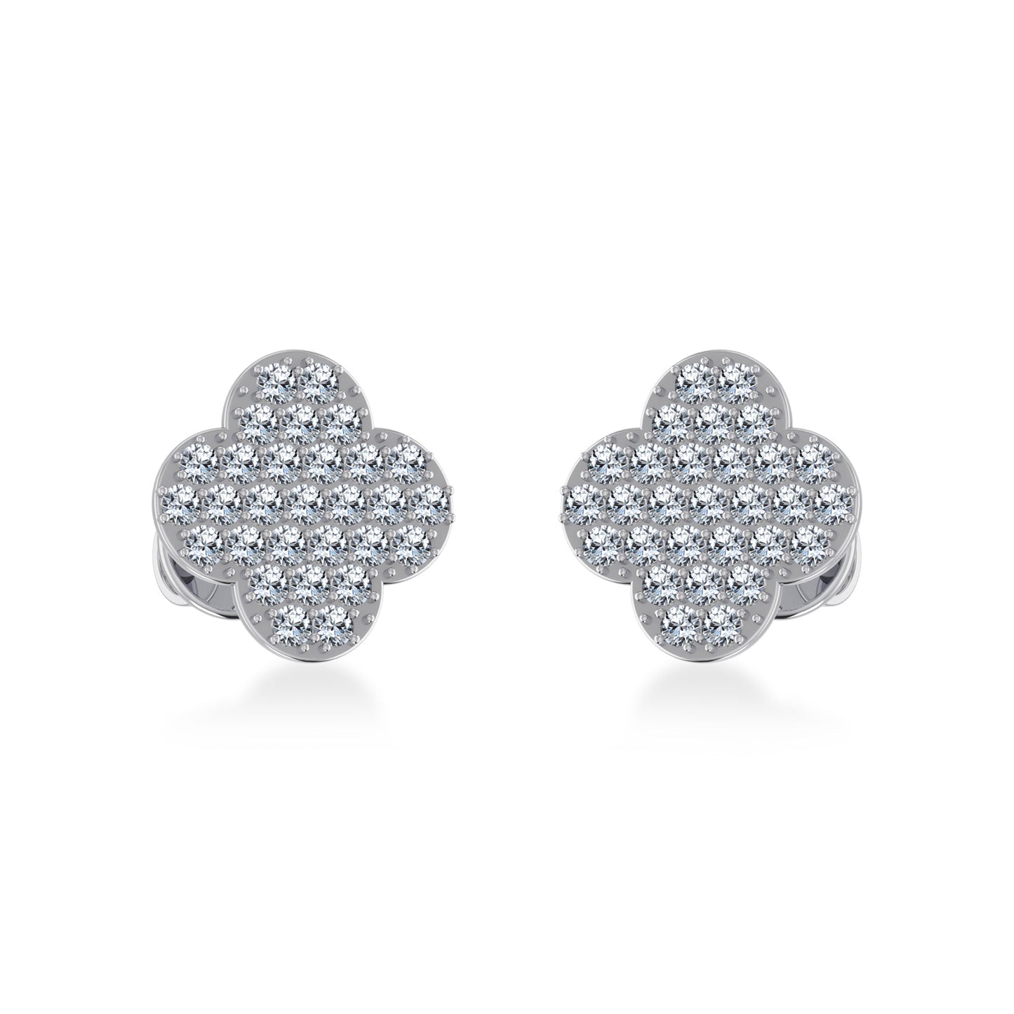 14K White Gold Diamond  Designer Stud Earring 1/4 Cttw
