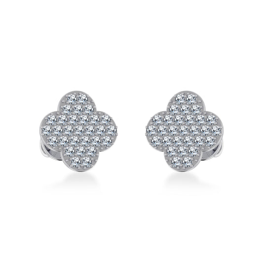 14K White Gold Diamond  Designer Stud Earring 1/4 Cttw