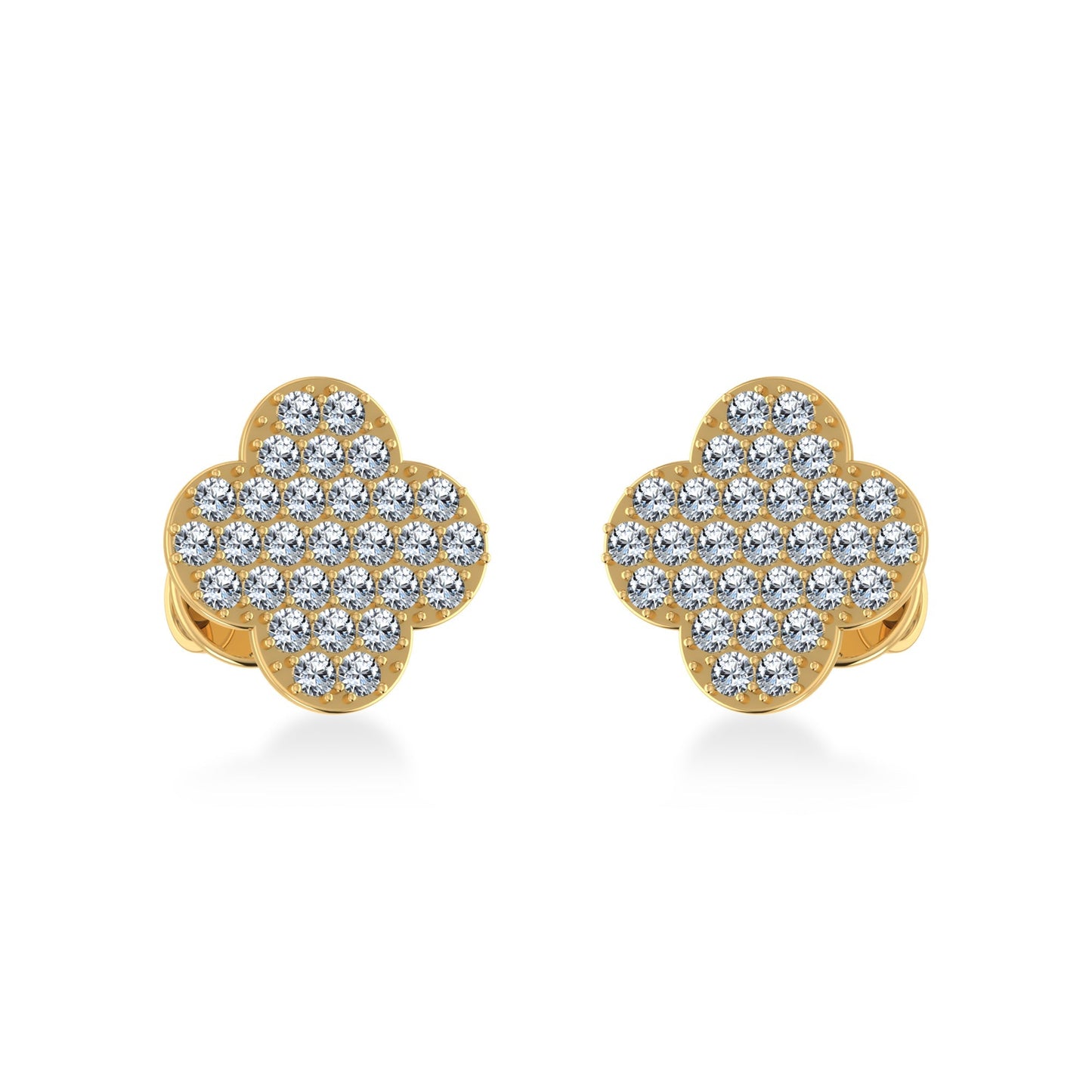 14K Yellow Gold Diamond  Designer Stud Earring 1/4 Cttw