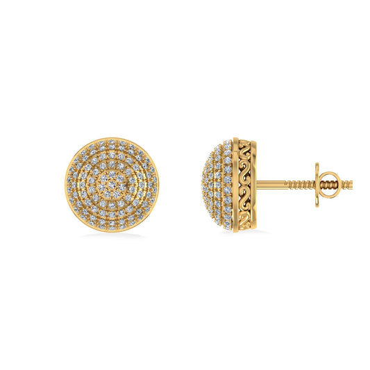 10K Yellow Gold Round Diamond Designer Mens Stud Earring 3/8 Cttw