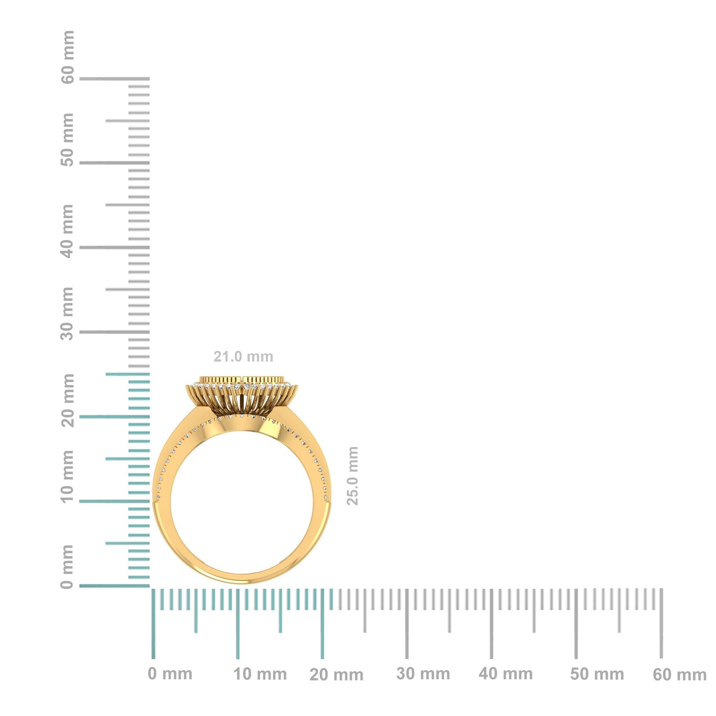 10K Yellow Gold Round Baguette Diamond Heart Shape Sz 7 Designer Ladies Ring 3/4 Cttw