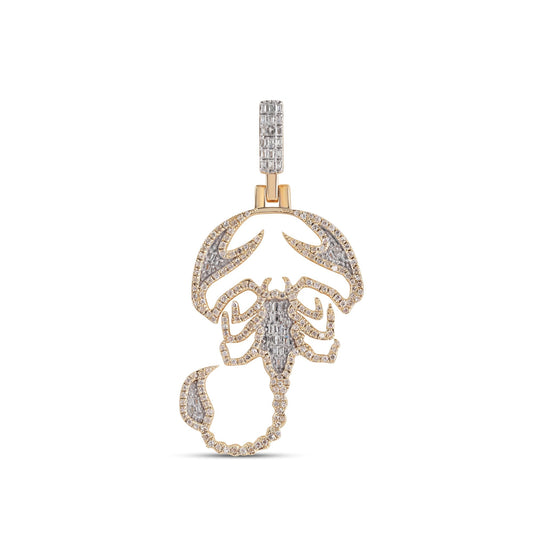 10K Yellow Gold Round Diamond Scorpion Animal Pendant 7/8 Cttw