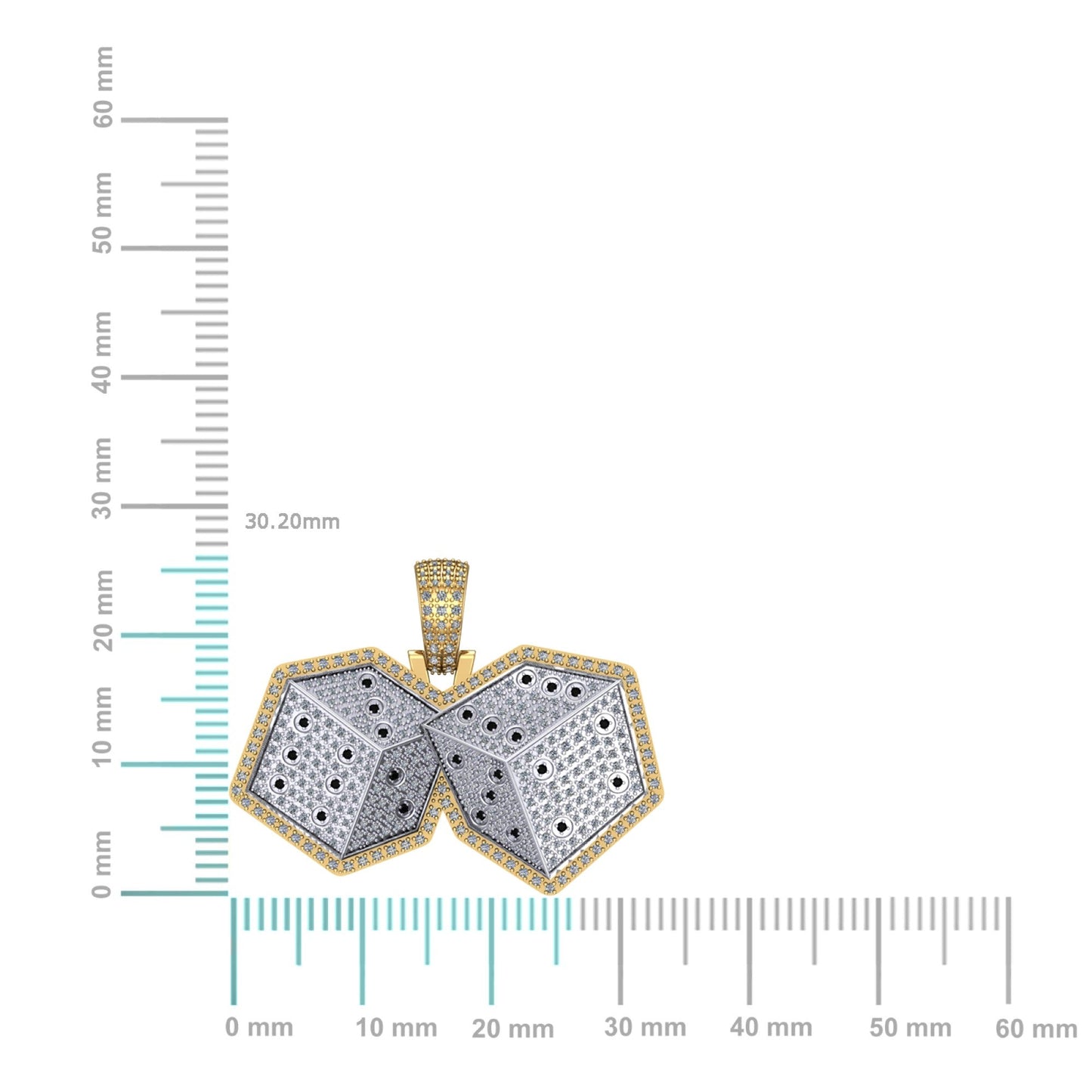 10K Yellow Gold Round Diamond Ludo Dice Designar Pendant 1-1/8 Cttw