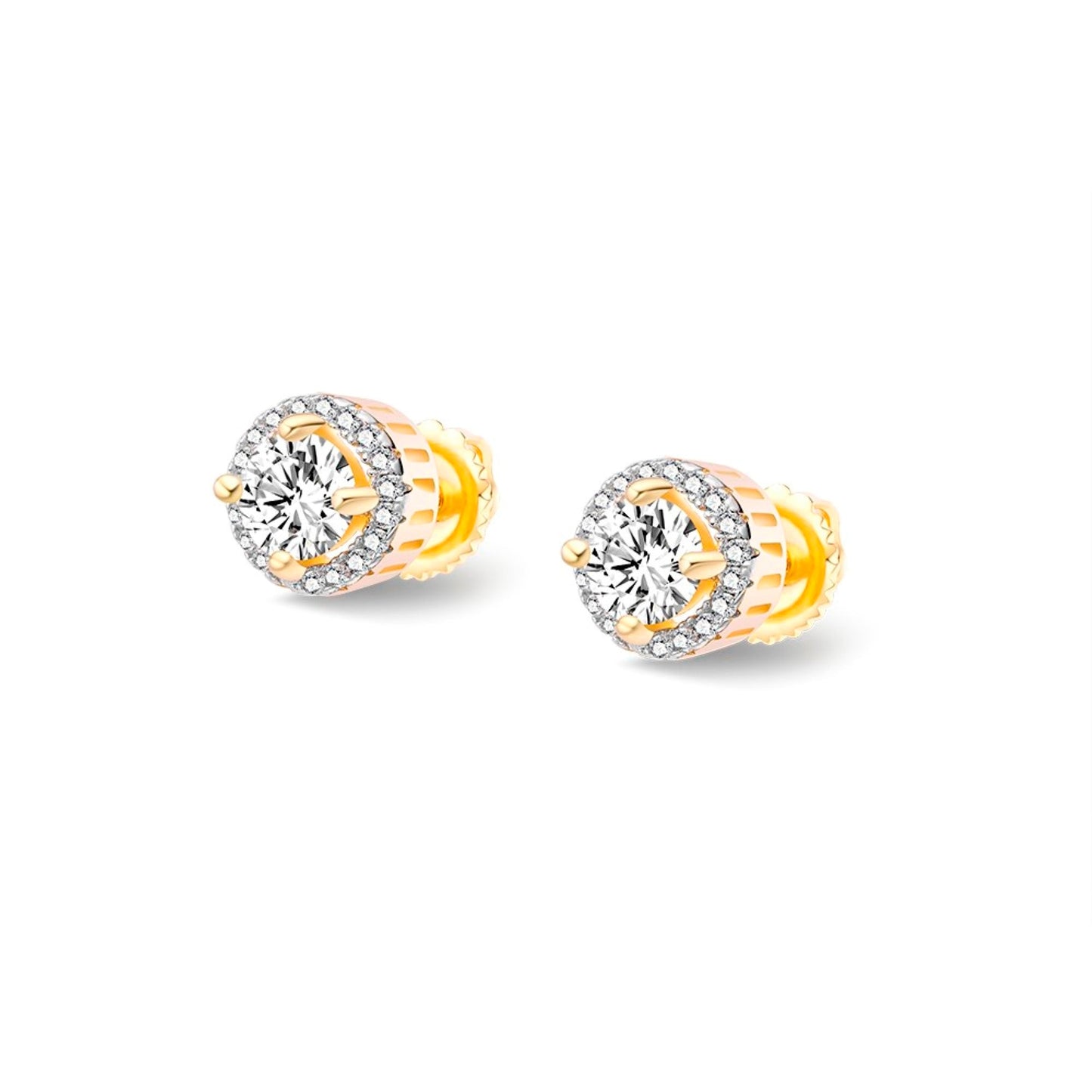 S.Silver Round Moissanite Designer Stud Earrings RP+GP 1-1/4 Cttw