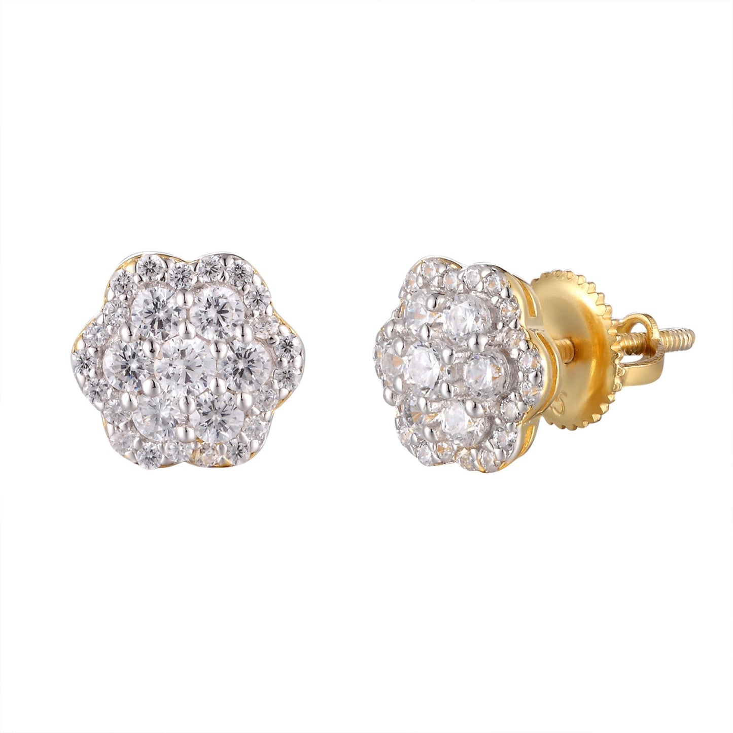 S.Silver Round Moissanite Earrings Rp+Gp
