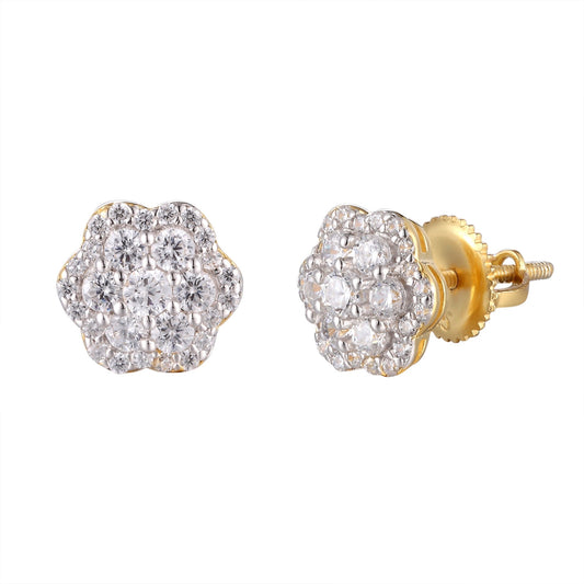 S.Silver Round Moissanite Earrings Rp+Gp