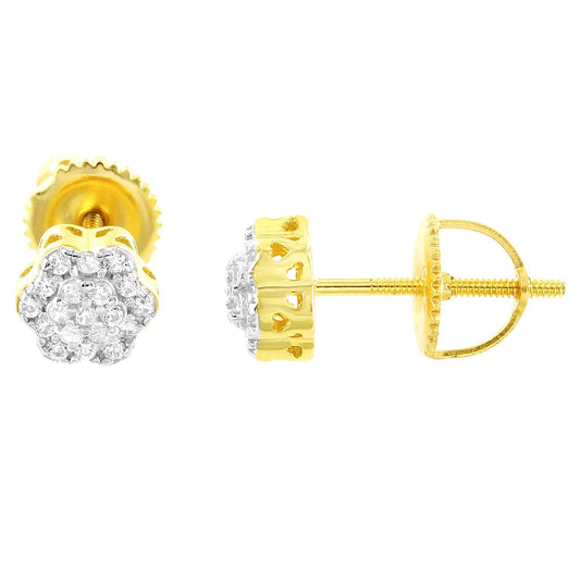 S.Silver Round Moissanite Earrings RP+GP 1/6 Cttw