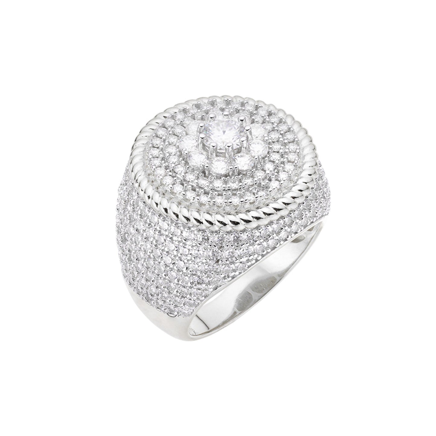 S.Silver Moissanite Carat Mens Ring Size 10 (RP) 4-1/2 Cttw