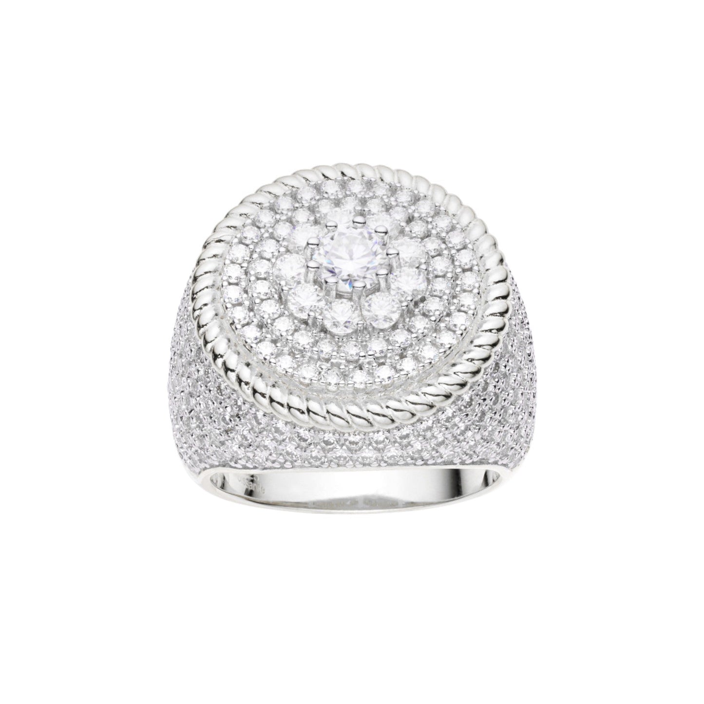 S.Silver Moissanite Carat Mens Ring Size 10 (RP) 4-1/2 Cttw