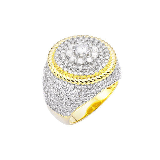 S.Silver Moissanite Mens Ring Size 10 (RP)+GP 4.1/2 Cttw