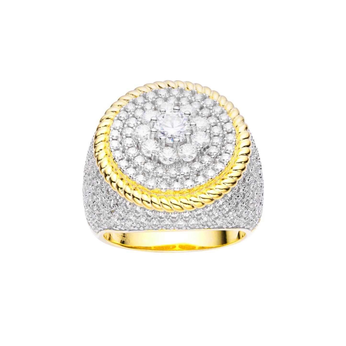 S.Silver Moissanite Mens Ring Size 10 (RP)+GP 4.1/2 Cttw