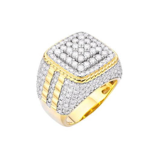 S.Silver Moissanite Carat Mens Ring Size 10 (RP)+GP 4-1/4 Cttw