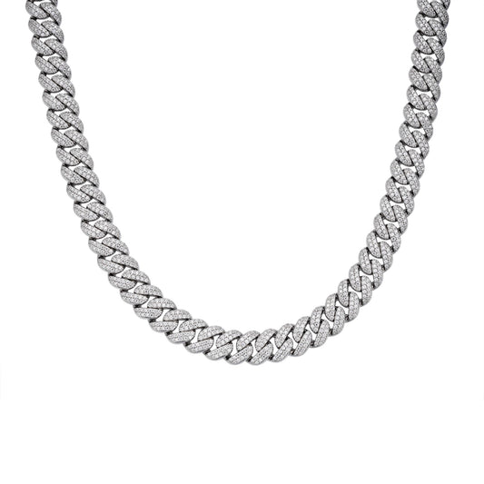 S.Silver Moissanite 10Mm Cuban Chain 22 Inch RP 13-5/8 Cttw