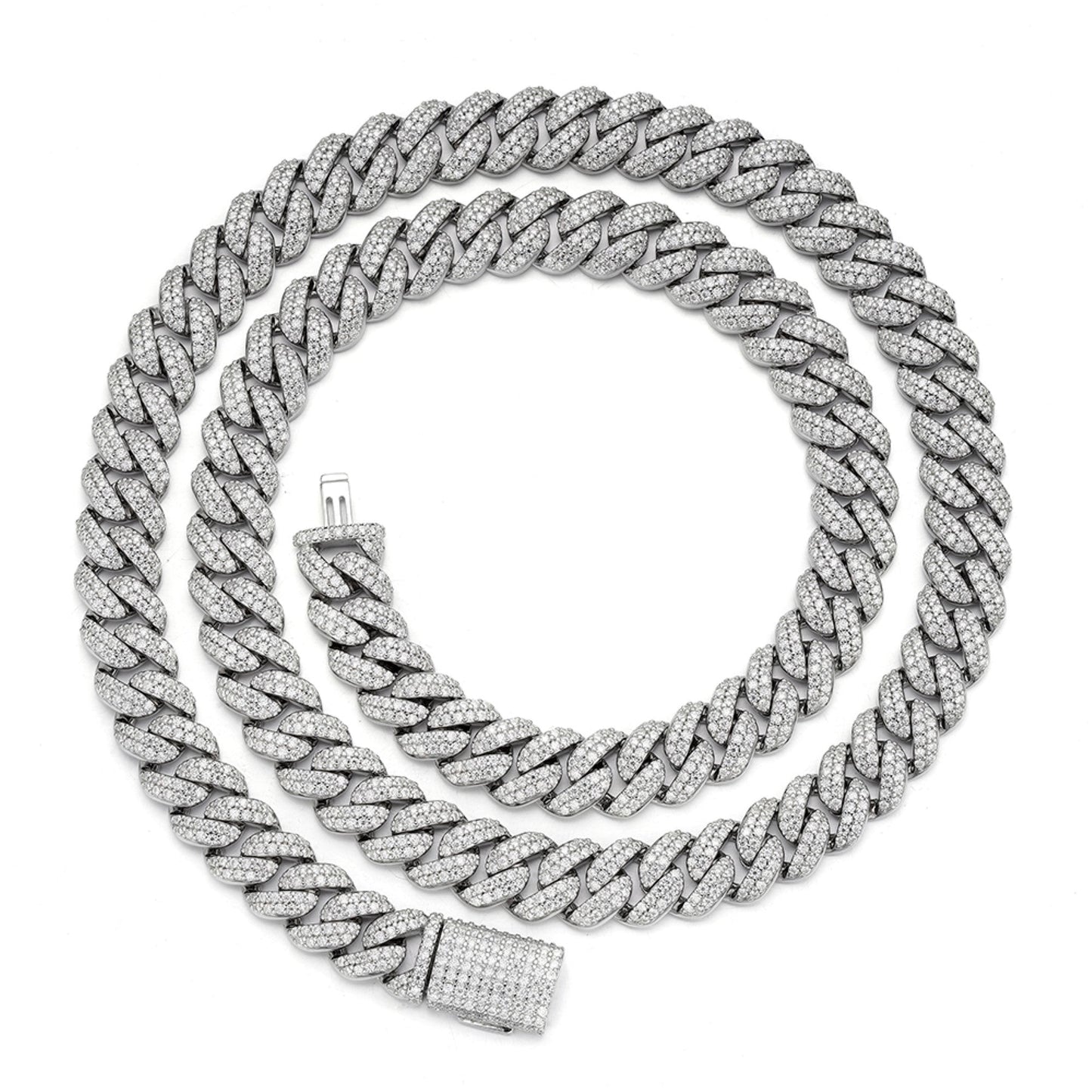S.Silver Moissanite 10Mm Cuban Chain 22 Inch RP 13-5/8 Cttw