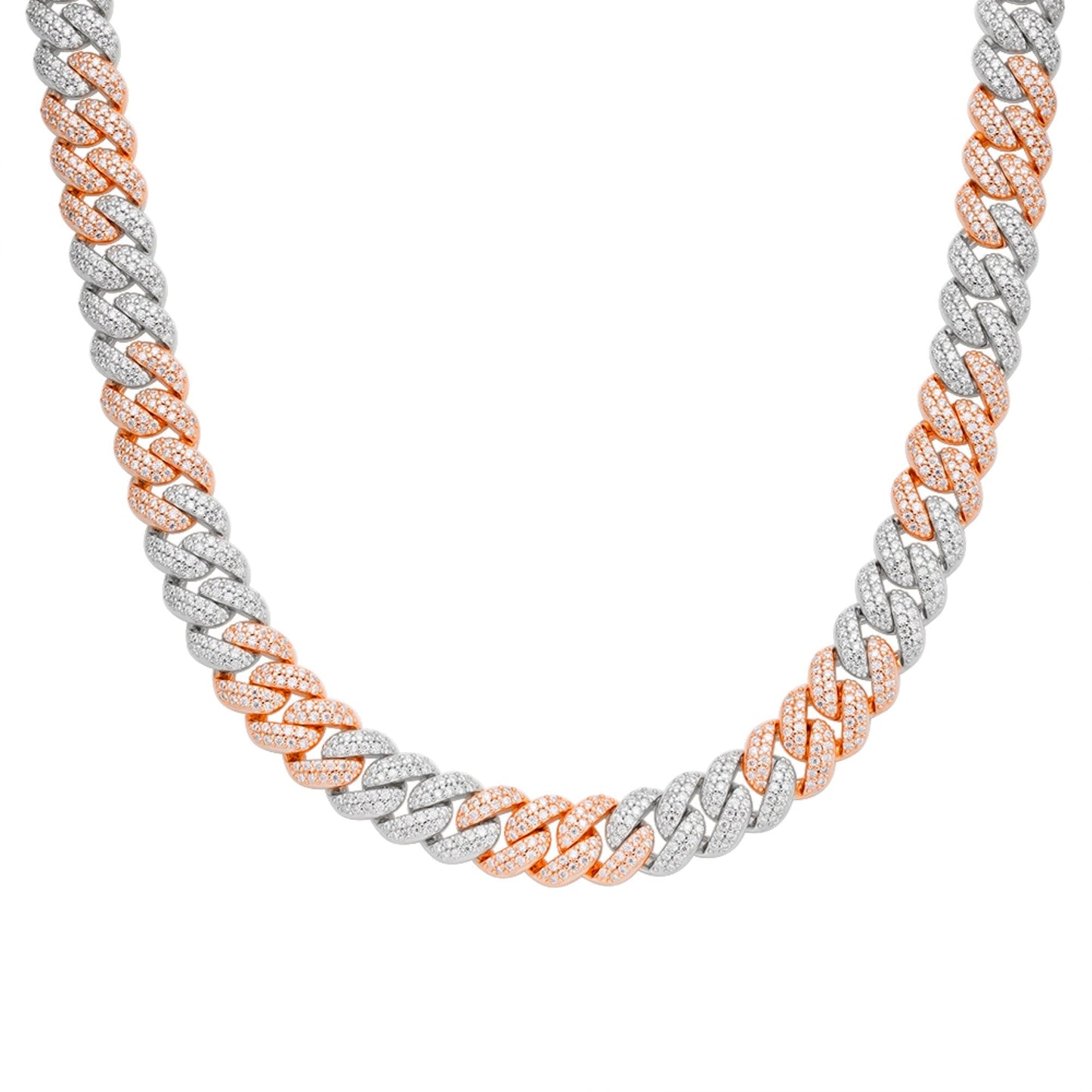S.Silver Moissanite 10mm Cuban Chain 22 Inch Necklace RP+PP 13-5/8 Cttw