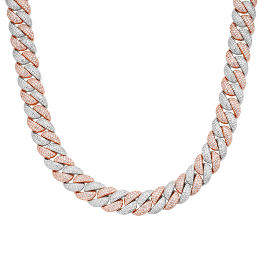 S.Silver Moissanite 12Mm Cuban Chain 22 Inch RP+PP 19-5/8 Cttw