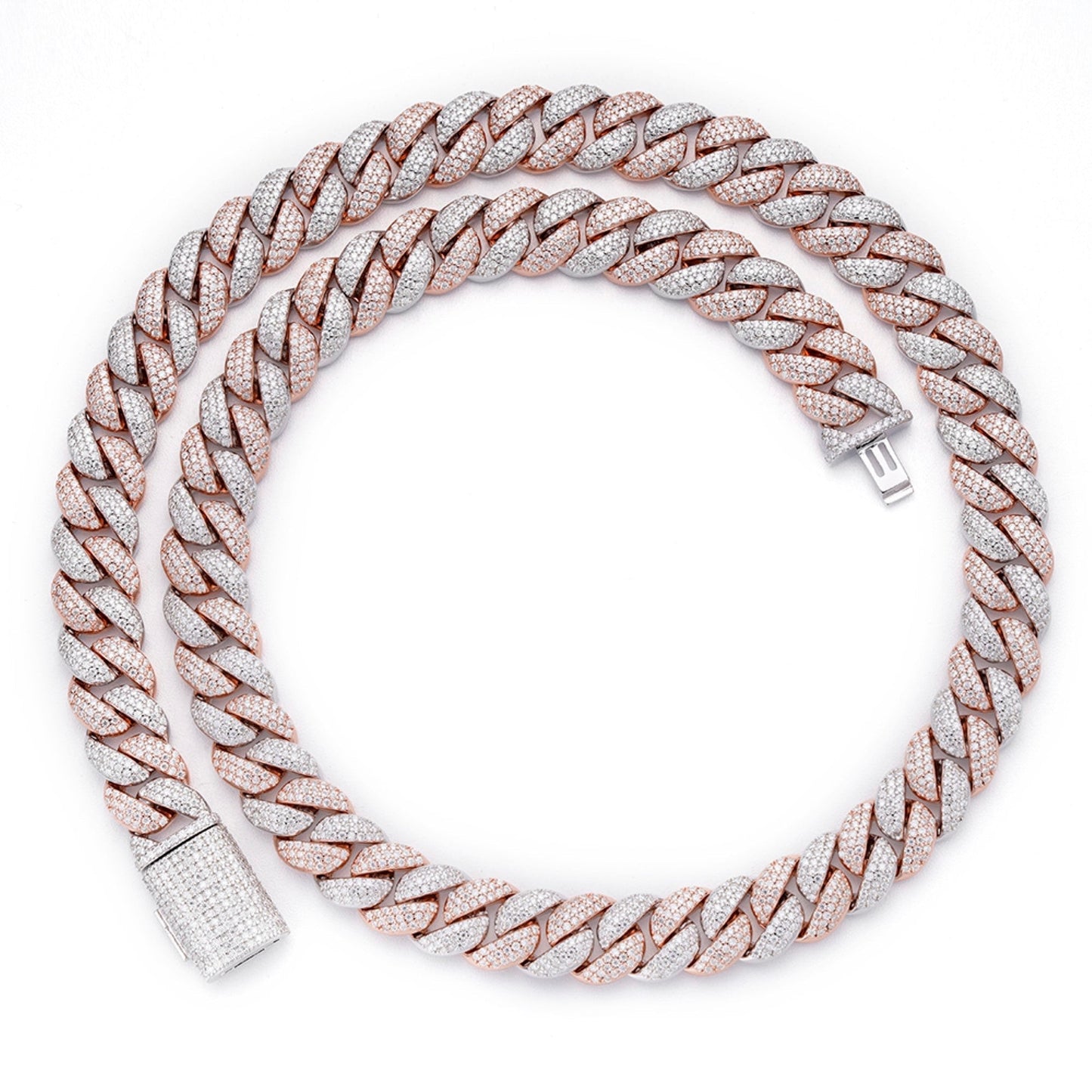 S.Silver Moissanite 12Mm Cuban Chain 22 Inch RP+PP 19-5/8 Cttw