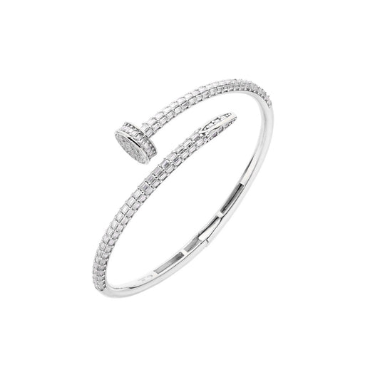 S.Silver Moissanite Baguette Bangle Bracelet RP 4 Cttw