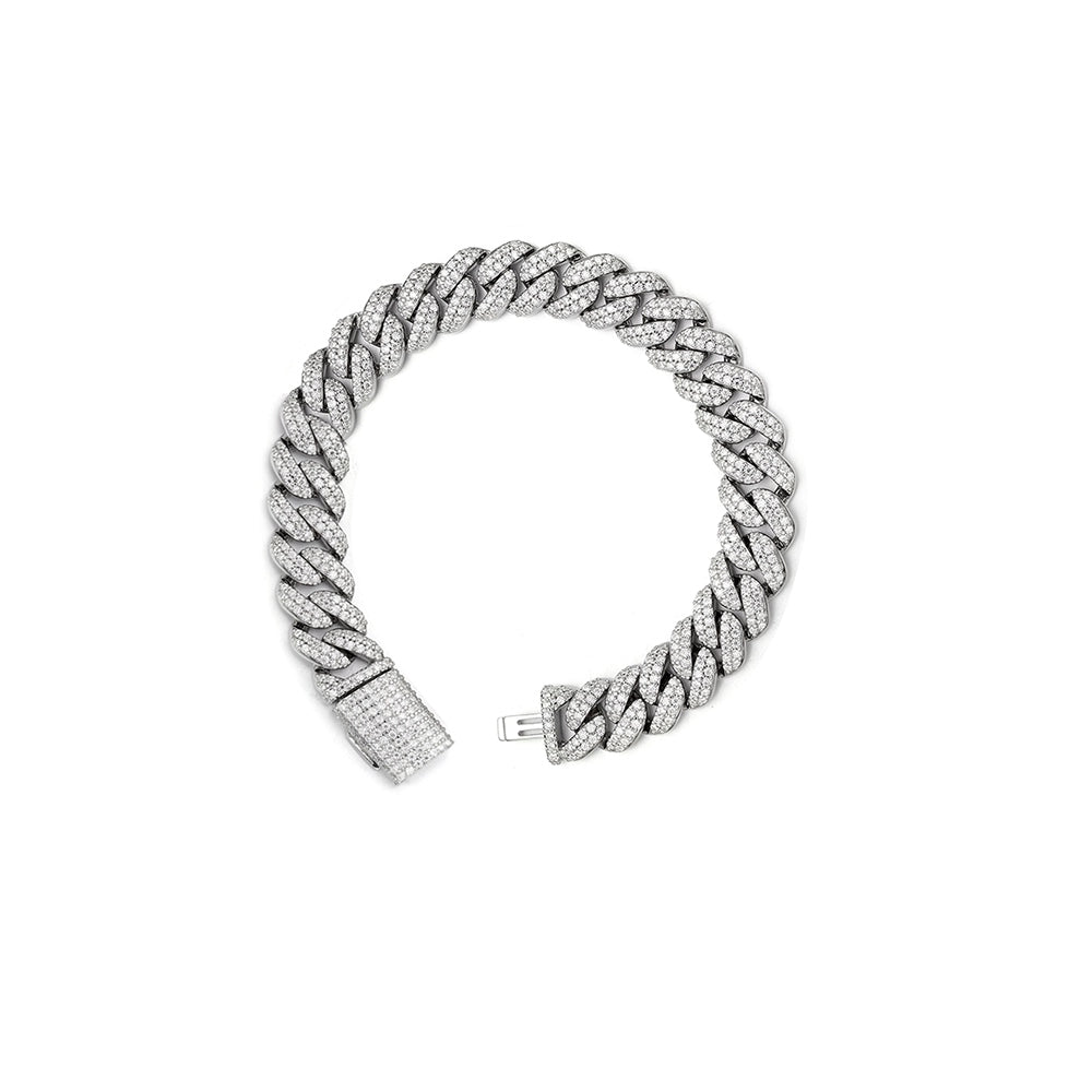 S.Silver Moissanite 8Mm  Cuban Bracelet 8Inch RP 5 Cttw
